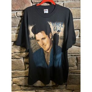 VTG Vince Gill‎ Concert Tour T-Shirt Black Short Sleeve Single Stitch Size XL